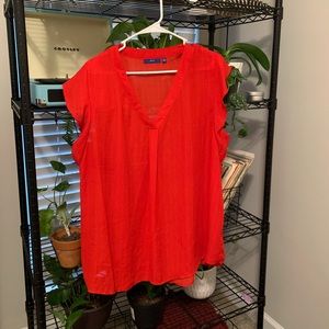 Red sheer blouse!